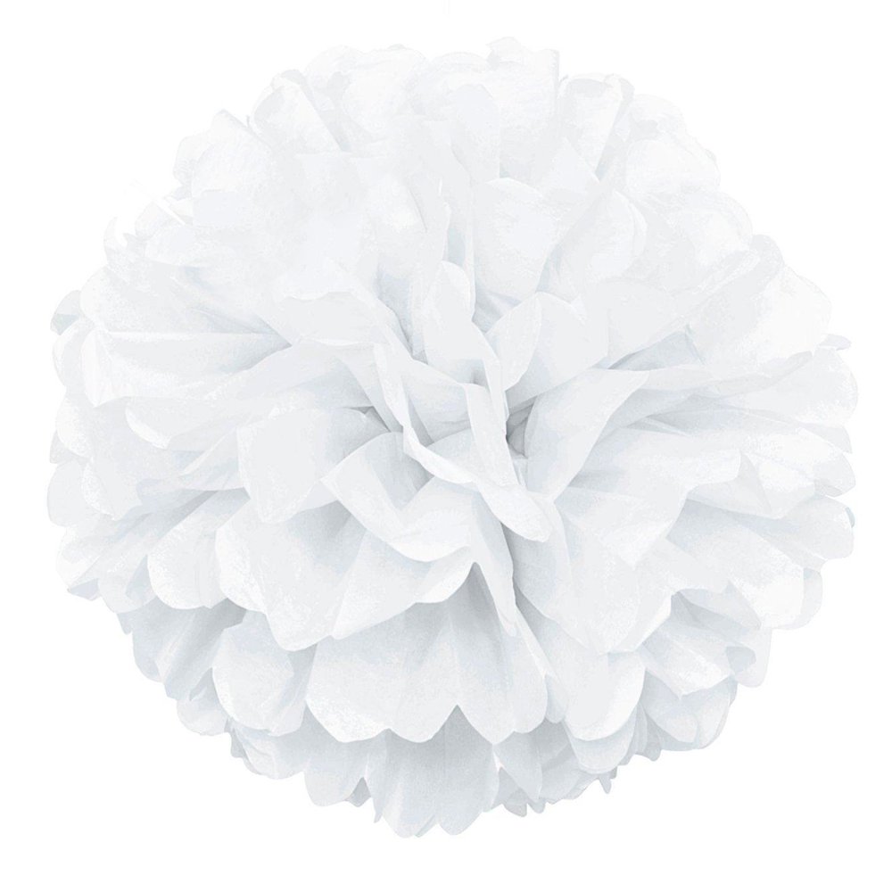 Tissue Paper Pom Pom, White, 16in, 1ct