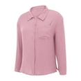 thumbnail image 6 of TTUHYWXI Womens Soft Cotton Weave Shirt Long Sleeve Tops Casual Blouse with Open Chest Pockets (Pink, XL), 6 of 6