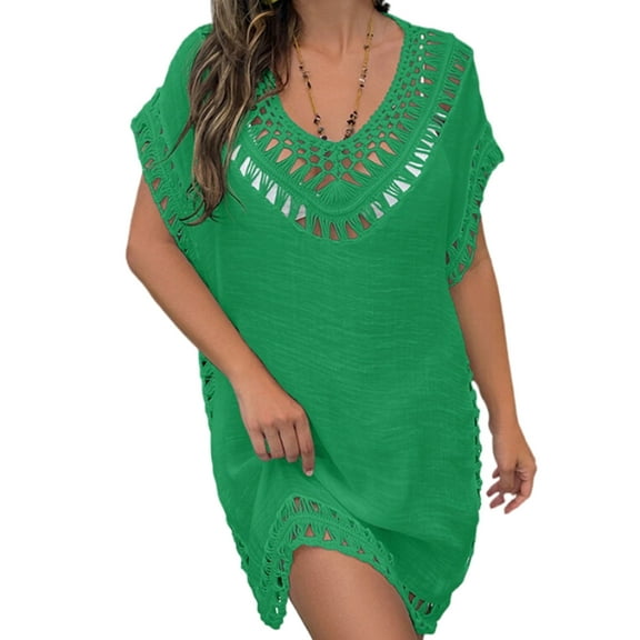 Bathing Suit Cover Ups St.Patricks Day Beach Cover Up for Women Batwing Sleeves Green Alsol Lamesa