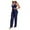 Dark Blue, variant on Sequin Jumpsuit for Women, Dressy Sexy Spaghetti Straps V Neck Clubwear Bodycon Sparkly Pants Cocktail Party Romper Trousers Rose Gold L