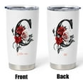 thumbnail image 5 of 20oz Custom Tumbler with Initial 'C' and Floral Details, Insulated Stainless Steel Coffee Cup, Personalized Gift for Mom, Sister, Bridesmaid, Birthday or Wedding, 5 of 6