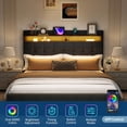 thumbnail image 3 of Kojooin Bed Frame with Headboard and 2 Storage Drawers, Upholstered Bed with LED Light and Charging Socket, 3 of 9