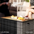 thumbnail image 3 of 32" Outdoor Propane Fire Pit Table with Rattan Frame & Tank Storage | Patio Gas Fire Table, Multi-Color, 40,000 BTU, Waterproof Cover for Living Room & Garden, 3 of 7