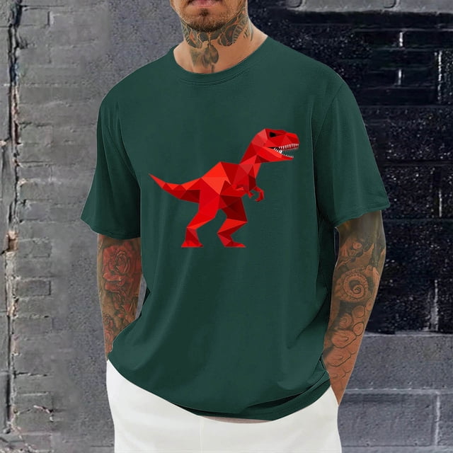 Tops para hombre, blusas y camisas de cuello redondo y manga corta para hombre, blusas casuales de moda con cuello redondo y estampado para hombre, blusas de poliéster para hombre.