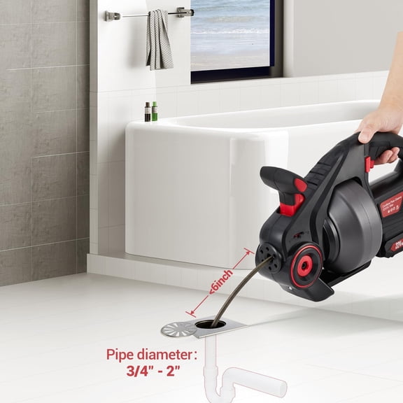 TROPOW Electric Drain Auger, 25 ft Plumbing Snakes, Snake Drain Clog Remover for Unclogging Toilet, Sewer, Bathroom, Sink Drain Pipes