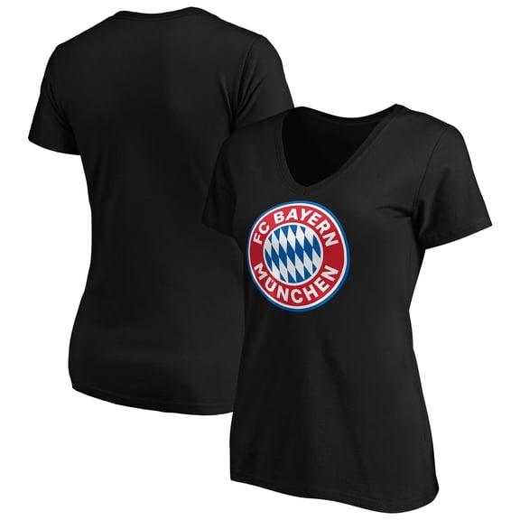 Women's Black Bayern Munich Official Logo V-Neck T-Shirt