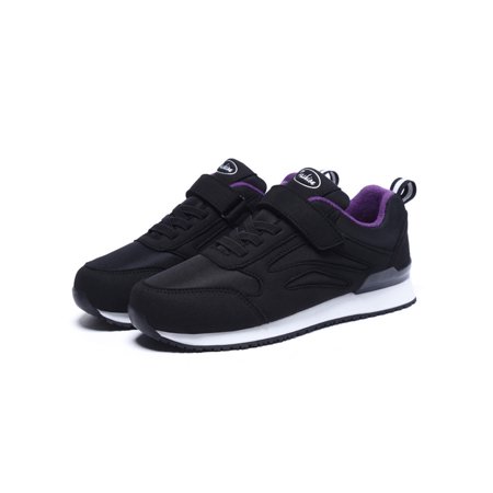 

Difumos Womens Comfortable Round Toe Walking Shoes Lightweight Lace Up Trainers Jogging Breathable Black Purple 4.5