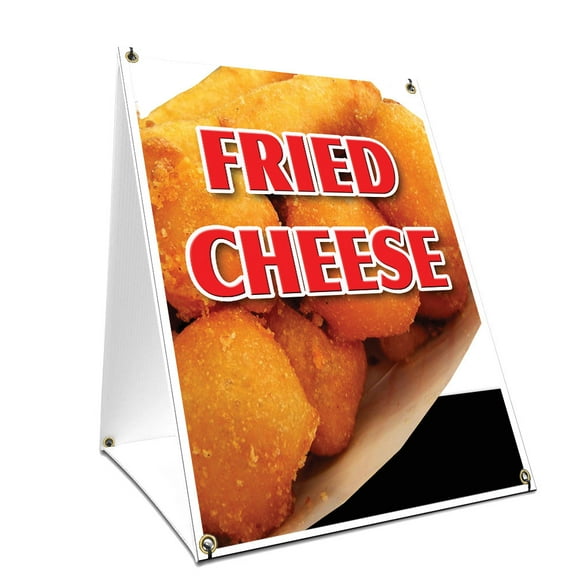A-frame Sidewalk Fried Cheese Sign With Graphics On Each Side | 18" X 24" Print Size