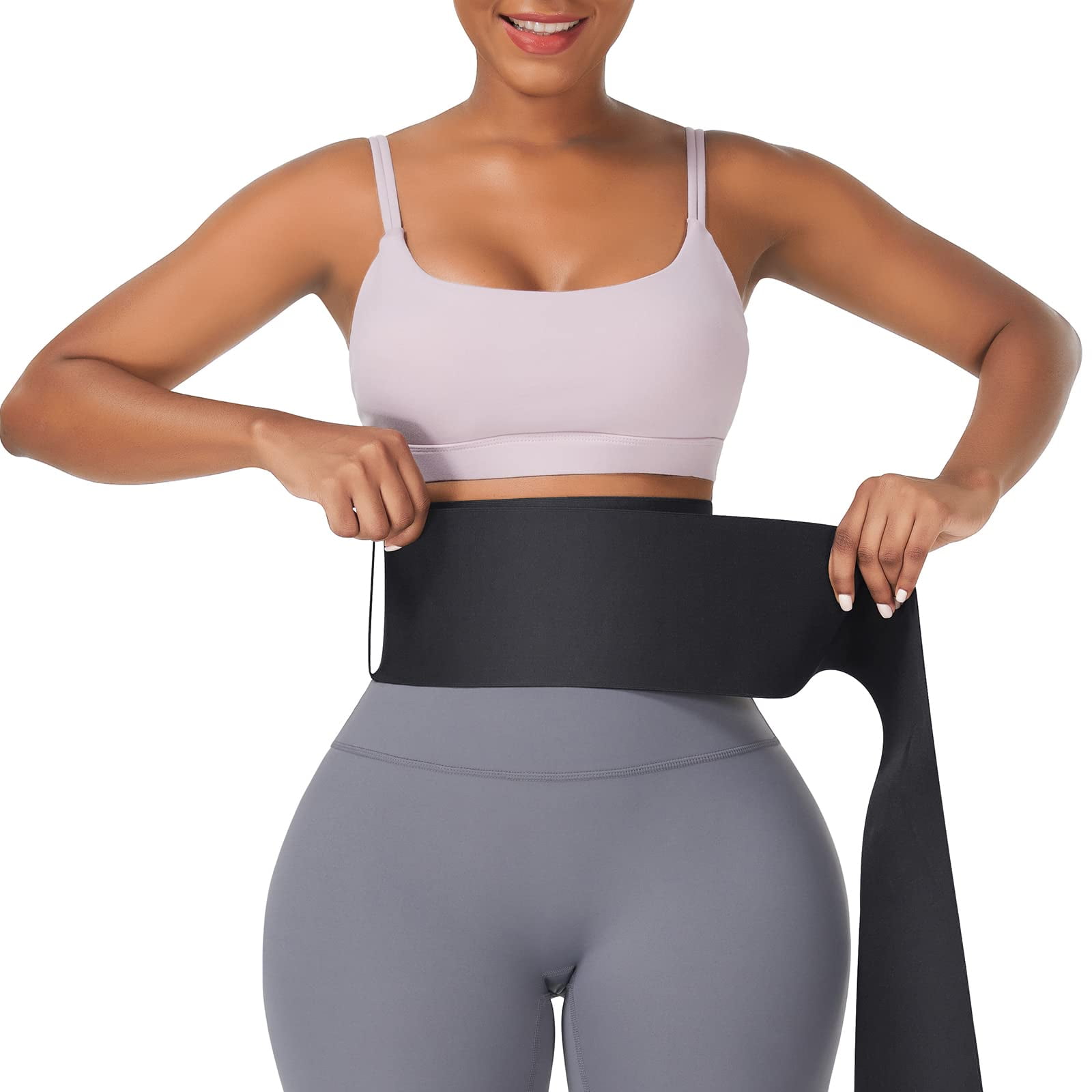 Adjust Your Snatch Waist Trainer Wrap Miracle Tummy Wrap Sweat Workout Belt Waist Trimmer for Women XXL and UP Belly Body Shaper Compression Wrap I Gym Accessories Tiktok Black