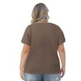 thumbnail image 6 of VDJ Women Plus Size tops Summer T shirts V Neck Flare Short Sleeve Oversized Tunic Shirts Blouse Coffee Size 2XL, 6 of 8