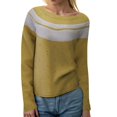 thumbnail image 2 of GEWSEY Womens Christmas Sweater Vintage Fair Isle Print Sweater Long Sleeve Oversized Fair Isle Crewneck Knit Sweaters (Yellow, L), 2 of 9