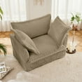 thumbnail image 4 of Newest Modern Slipcover Armchair, Camel Corduroy Single Sofa, Includes 1 Back Cushion & 2 Throw Pillows, 49.01" Wide, 300 lbs Weight Capacity, 4 of 20