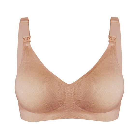 YWDJ Lace Bras for Women Plus Size Closure in Back Breastfeeding Bras Wirefree Comfy Bras Wide Strap Half Cup Bras Push up Wrap Bras Padded Plus Size Comfortable Solid Comfortable Bras Orange L