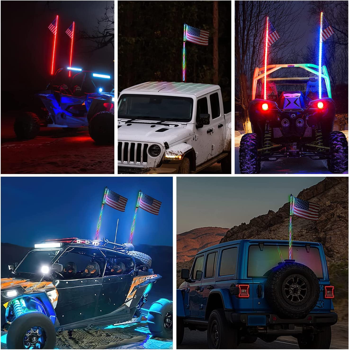 Nilight 2Pcs 5Ft Spiral RGB Led Whip Light w/RGB Chasing Modes RF Remote Control Lighted Antenna for Can-am ATV UTV RZR Polaris Dune Buggy 4 Wheeler Offroad Jeep Truck
