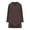 Brown, variant on Women's Casual Linen Cotton V-neck Long Sleeve Loose Fit Dress - S~3XL, Plus Size Friendly Soft Breathable