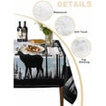 thumbnail image 2 of Deer Bear Table Cloth, Retro Farmhouse Trees Forest Wooden Grain Waterproof Tablecloth for Square Tables, Reusable Washable Fabric Table Cover for Restaurant Kitchen Dining Tables 60"x60", 2 of 6