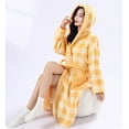 thumbnail image 4 of ClodeEU Plaid Plush Robes for Women,Long Fleece Fuzzy Bathrobe,Warm Soft Fluffy Bathrobes Yellow,Womens Plus Free Size, 4 of 4