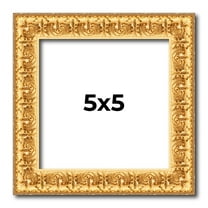5x5 In Frame Gold Real Wood Picture Frame Width 1 inches | Interior Frame Depth 0.5 inches | Edwina
