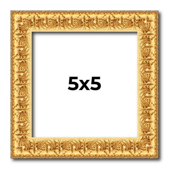 5x5 In Frame Gold Real Wood Picture Frame Width 1 inches | Interior Frame Depth 0.5 inches | Edwina