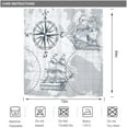 thumbnail image 5 of Extra Long Nautical Sailboat Map Shower Curtain 72Wx84H Inch Boat Sketch Ship Wheel Compass Anchor Decor Fabric Polyester Waterproof Fabric 12 Pack Plastic Hooks WW-HRRS, 5 of 6