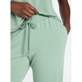 thumbnail image 4 of Joyspun Women's French Terry Lounge Sleep Short Sleeve Top and Capri Pants Set, 2 Piece, Sizes XS-3X, 4 of 5