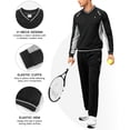 thumbnail image 4 of Men's 2Pc V Neck Tracksuit, 4 Way Stretch Reflective for Gym Running Black Light Gray S, 4 of 8