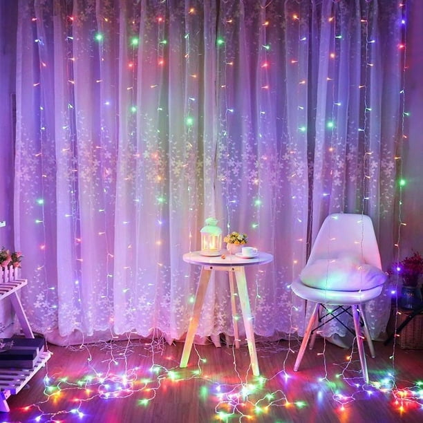 Cortina de luces Led 300 LED, 8 modos USB con control remoto para el hogar, habitación, dormitorio, boda, fiesta, Navidad, decoraciones de pared para ventana