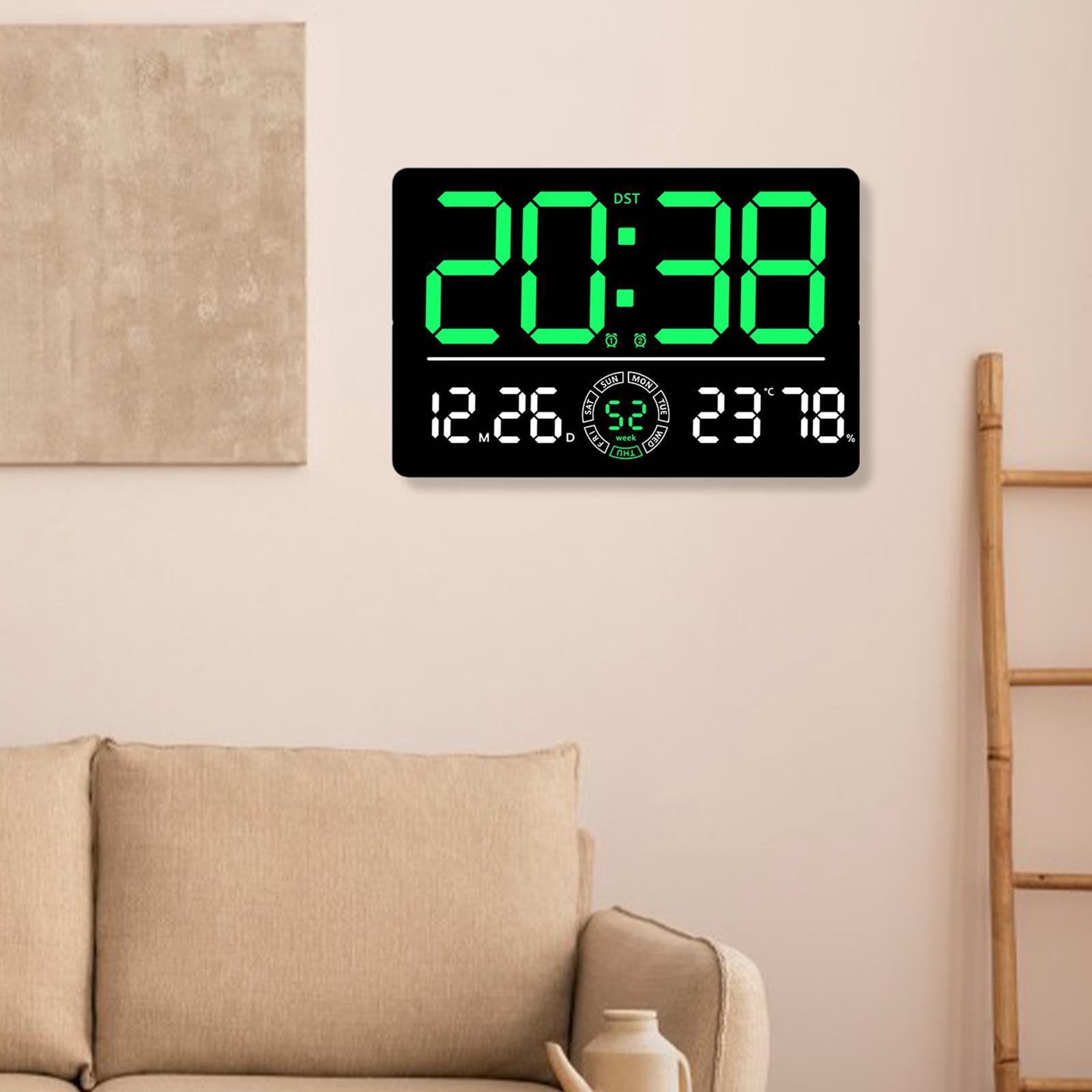 Baoblaze Digital Wall Clock Alarm Month Day Week Display, Large Display, Temperature Green