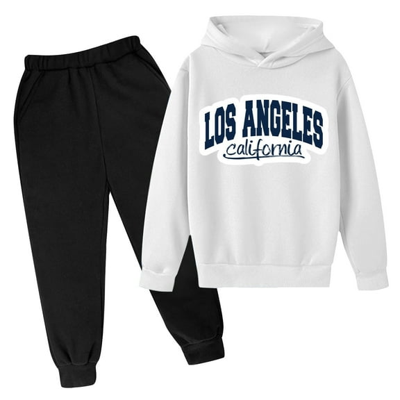 Boys Hoodie and Pants Set Winter Outfits for Kids Soft Pullover with Stylish Letter Print Long Sleeve Casual Playwear