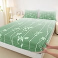thumbnail image 4 of Erosebridal Girls Green Bow Tie Stripes Full Size Sheets 4-Piece,Green Ombre Bed Sheets For Teens, 4 of 5