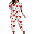 thumbnail image 2 of Mifsaly Plus Size Pajamas for Women Set Valentine Pajama Heart Print Oversized Sleepwear Cozy Sleep Pant Dressy Casual Pjs Homewear Spring Summer Matching Outfit 2026 XXL, 2 of 4