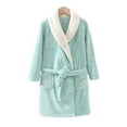thumbnail image 2 of WOLLED Big Kids Thickened Flannel Robe Youth Facecloth Bathrobe Robe Boys Girls Fall Winter Warm Pajamas Plus Belt for Toddler 4-16+Y, 2 of 9