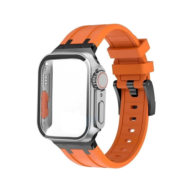 Correa De Lujo Compatible con Apple Watch Silicon Suave, Apariencia Ultra + CASE, 42/44/45/mm