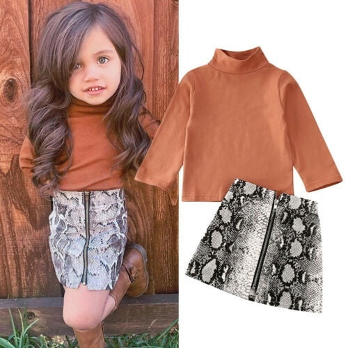 Vêtements pour Tout-Petits et Bébés Filles 1-6 Ans, Haut à Manches Longues, T-Shirt, Jupe à Fermeture Éclair, Ensembles 2 Pcs