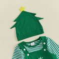 thumbnail image 6 of Cjfdfy Newborn Baby Girl Boy Christmas Outfit Three Piece Set My First Christmas Baby Outfit Striped Rompers And Embroidery Overalls With Hat Infant Holiday Fall Winter Outfit, 6 of 9