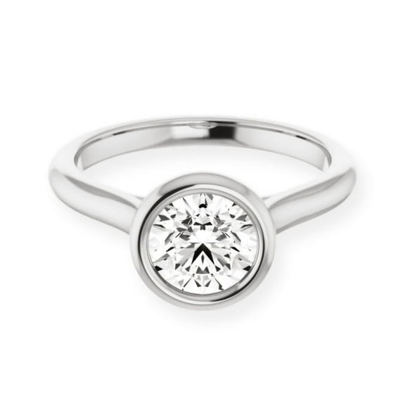 Silvago Jewelry 1.93 Ct Round Cut Moissanite Ring for Women's - Beautiful 14K White Gold Plated Bezel Set Simple Wedding Rings - Timeless Engagement Wedding White Moissanite Ring for Women's