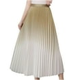 thumbnail image 1 of Jupes Midi Plissées pour Femmes, Jupe Évasée Longue Décontractée Imprimée Dégradée Froncée Jaune Taille Unique, 1 of 5