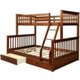 thumbnail image 5 of Triple Tree Twin Over Full Bunk Bed with Two Storage Drawers, Safety Guardrail and Ladder, Convertible to 2 Separated Frames, Walnut, 5 of 7