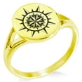 thumbnail image 1 of Stainless Steel Nautical Concentric Compass Minimalist Oval Top Polished Statement Signet Ring, 1 of 1