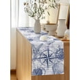 thumbnail image 2 of Retro Watercolor Starfish Compass Table Runner 13x70in Non-Slip Cotton Linen Table Runners, Nautical Theme Letter Back Dresser Scarves TableRunner for Dinner Kitchen Dining Wedding Party, 2 of 9