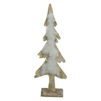 Northlight Wooden Tree With Faux Fur Christmas Decoration - 13.5" - Brown and White