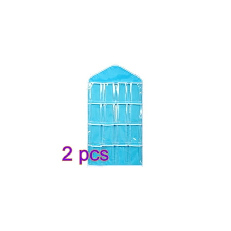 

2PCS16 Pockets Clear Over Door Hanging Bag Shoe Rack Hanger Underwear Socks Bra Closet Storage Tidy Organizer With 9.5 Discount (Blue)