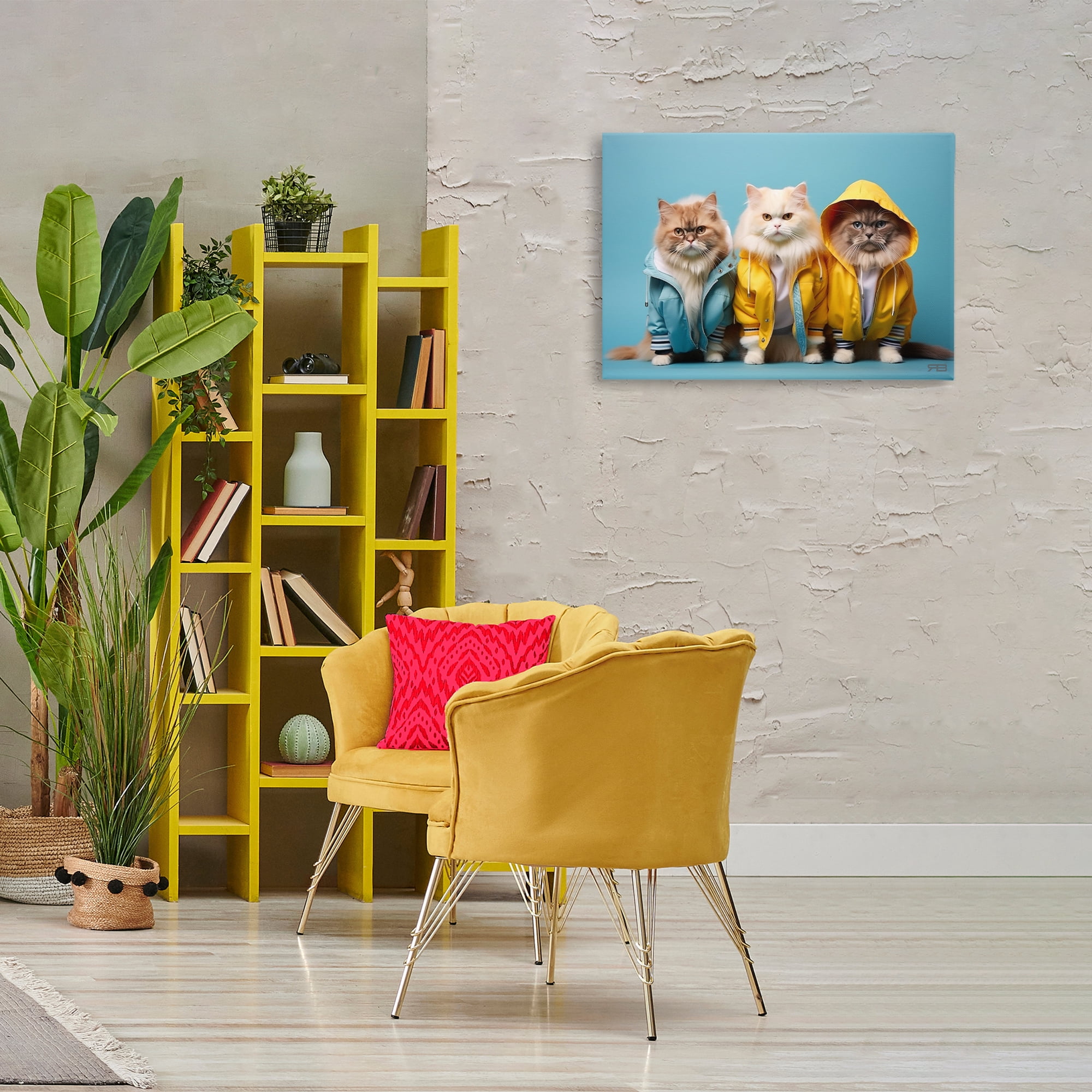 Stupell Industries Funny Stylish Cats Animals & Insects Painting Gallery Wrapped Canvas Art Print Wall Art, 30 x 20
