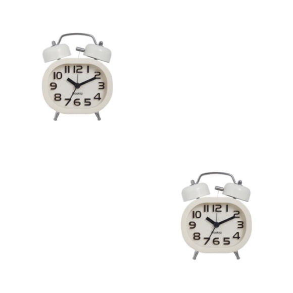 Sidaley Reloj despertador Reloj de espejo de cristal sin garrapatas con luces nocturnas Tipo de puntero Relojes de escritorio de metal Campanas Type4 NO4