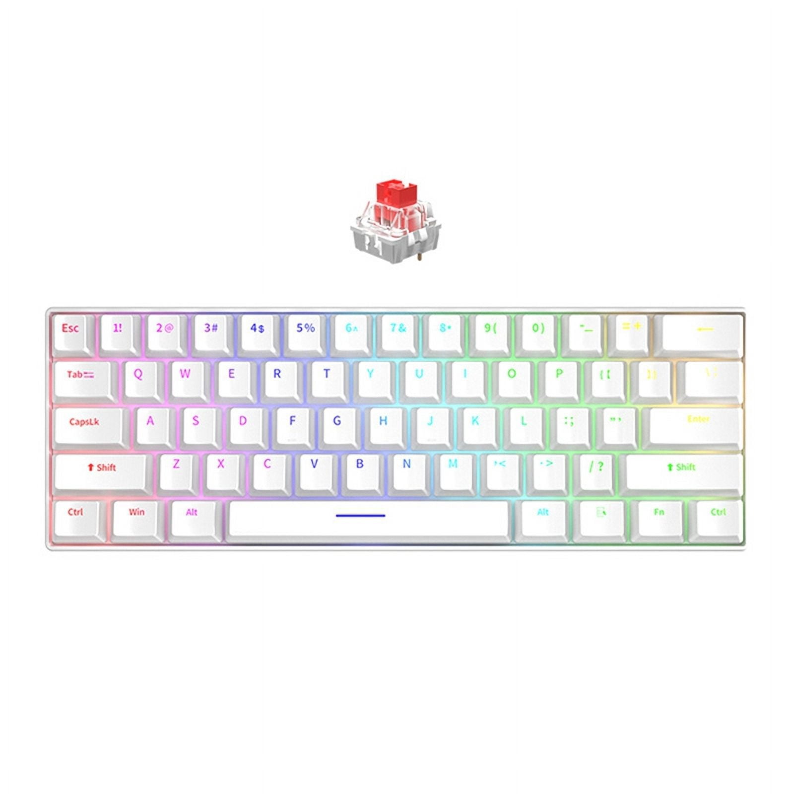 Mechanical Keyboard 61 Keys Mixed Light Hot Swap Keyboard Accessories Gaming Keyboard White Red