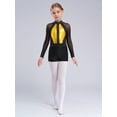 thumbnail image 6 of Aislor Kids Girls Shiny Rhinestones Gymnastic Long Sleeve Leotard with Shorts Skating Dancewear Gold 16, 6 of 7