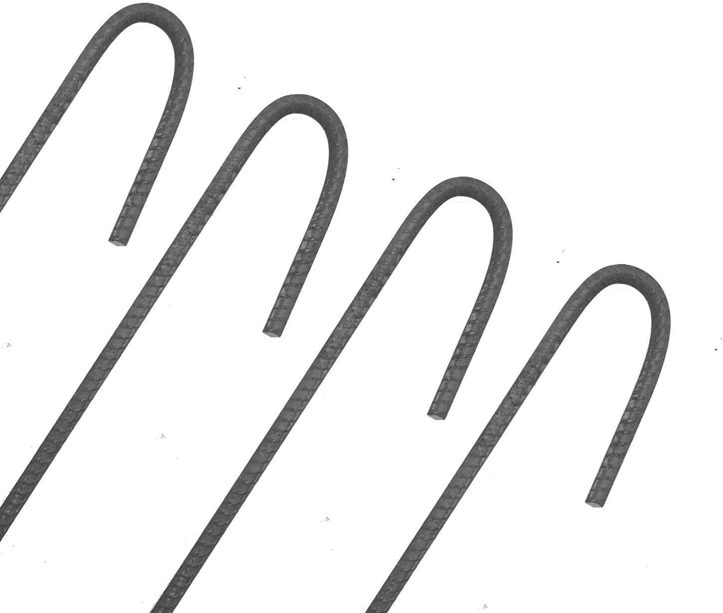 10 Pack USA Made Rebar Stakes J Hook Heavy Duty Steel Ground Anchors