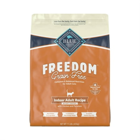 Blue Buffalo Freedom Indoor Weight Control Chicken Dry Cat Food for Adult Cats, Grain-Free, 11 lb. Bag