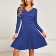 thumbnail image 7 of Lenpel Long Sleeve Dresses for Women Wrap V Neck High Waist Knee Length Dresses Casual Loose a Line Clothes, 7 of 7