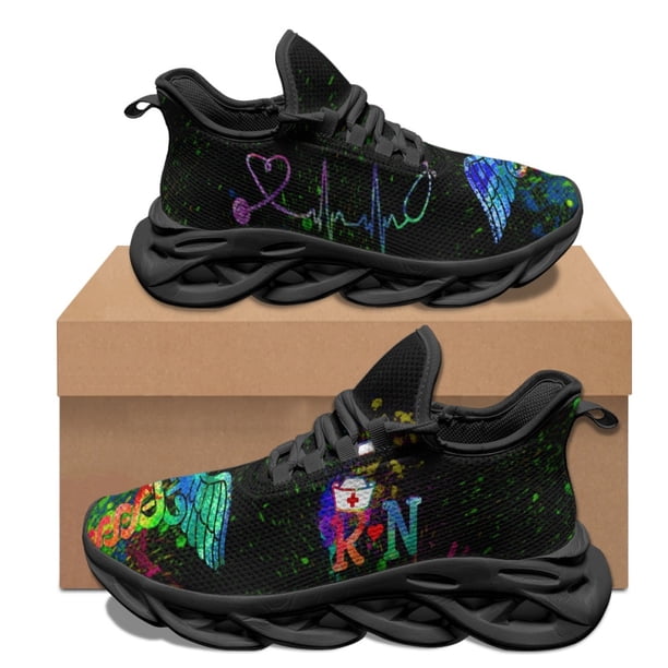 Zapatillas deportivas informales con estampado de caduceo médico para mujer, suaves y cómodas, para el trabajo en el hospital, para deportes al aire libre, con cordones